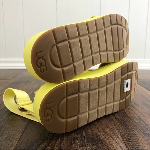 UGG Platform Sandal Ankle Wrap Square Toe Chunky Strappy Lennox Size 11 Yellow - Picture 13 of 15